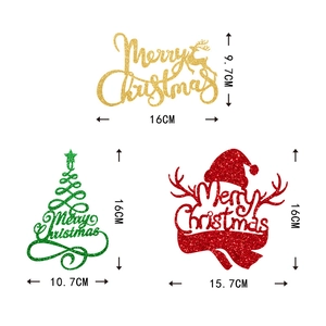 Set di 9 topper per torta Merry Christmas con renne dorate e alberi di Natale