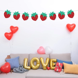 Strawberry banner decoration with 8 units for birthday party and festive wall decor