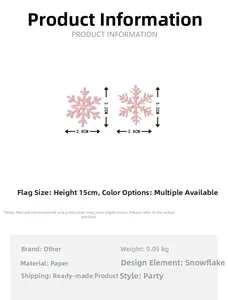 Size guide for pink glitter snowflake confetti and party banner measuring 3.2x2.8 cm