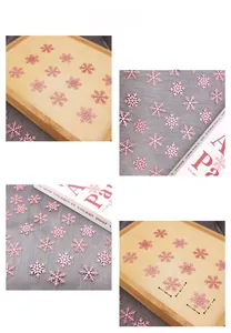 Pink glitter snowflake confetti for Christmas party decor with 2.8cm to 3.2cm size details