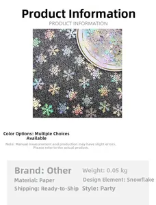 Detailed view of iridescent snowflake confetti sequins for Christmas party decoration