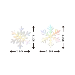 Iridescent snowflake confetti ornaments for Christmas party decor, 3.2cm size set