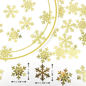 Golden Christmas snowflake confetti 100pcs set for party table decor 3.2cm size