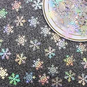 Iridescent Snowflake Christmas Confetti Sequins For Holiday Party Table Scattering Paper Laser Holographic Snowflake Ornaments Event Decoration Supplies