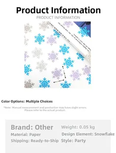 Dettaglio di coriandoli a fiocco di neve in carta glitterata da 3,2 cm per decoro di feste