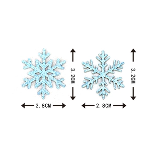Glittery light blue snowflake decorations in 3.2cm and 2.8cm sizes for Christmas party