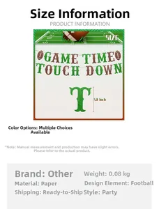 Detail of football party banner featuring Game Time and Touch Down glittery text