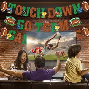 Bannières de fête de football américain à paillettes avec lettrage TOUCH DOWN