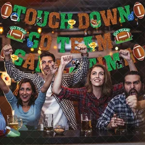 Kit de bannières pailletées pour fête de football américain avec motifs Touch Down