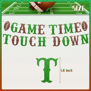 Glitter American football party banner with Game Time and Touchdown 5.8 inch letters