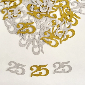 Confettis de Chiffre d'Anniversaire Pailletés Or Argent Métallique Décoration de Table pour Fournitures de Fête Célébration
