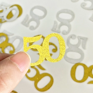 Détails de confettis scintillants numéro 50 or et argent pour décoration de 50e anniversaire