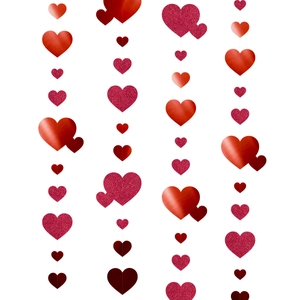 4m heart paper garland with red glitter and matte finish for party and wedding decoration