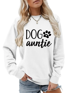 Vue détaillée des poignets côtelés et du tissu en coton de qualité du sweat-shirt Dog Auntie