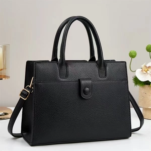 Women Large Capacity PU Leather Handbag Lychee Texture Commuter Shoulder Bag With Adjustable Strap Fashion Crossbody Satchel