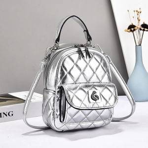 Mini Fashion Backpack PU Leather Quilted Lattice Multi-functional Crossbody Shoulder Bag Casual Travel For Women Girls