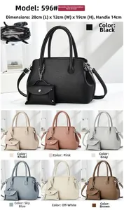 Detailed size specifications and multiple color variants for this litchi texture handbag