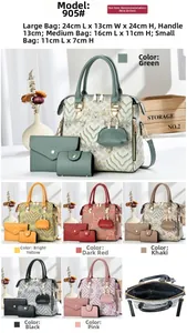 Set borse da donna in tre pezzi con borsa a mano, bustina e portamonete con stampa ondulata