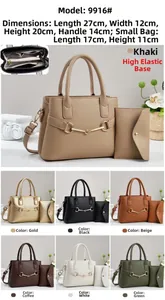 Détail de l'ensemble cabas en simili cuir avec mors métallique et pochette enveloppe