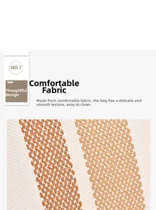 Close-up of the large capacity tote bag's durable striped woven fabric and smooth texture