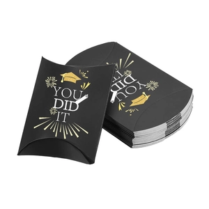 Graduation pillow gift boxes with gold foil You Did It text and mortarboard design