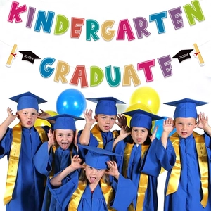 Kindergarten Graduate Graduation Banner Colorful Paper Garland Graduation Party Background Hanging Decoration
