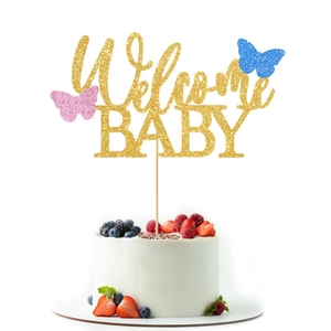 Goldener Glitzer Schmetterling Kuchenstecker Papier Babyparty Geschlechtsenthüllung Dekoration Für Jungen Oder Mädchen