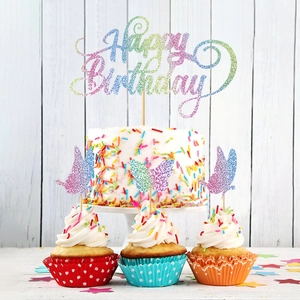 Set decorativo torta Happy Birthday arcobaleno con farfalle 3D a doppio strato traforate
