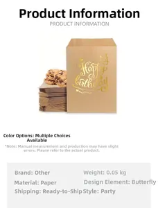 Detailed close-up of brown kraft paper butterfly gift bag with gold Happy Birthday foil