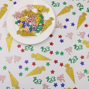 Glitter ice cream cone and numbers confetti set for festive party table decoration