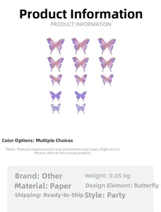 Detailed view of 3D purple butterfly wall stickers with hollow wings for party decor