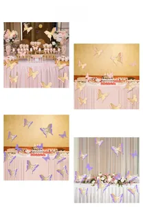 Detailed 3D hollow double-layer butterfly wall stickers in pink and purple gold colors