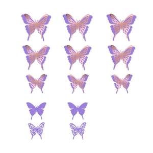 3D double-layer hollow butterfly wall stickers in rose gold and purple for party decor