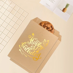 Brown kraft paper gift bag with gold butterfly and Happy Birthday greeting 10pcs set