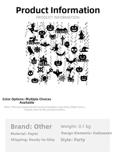 Detail showing paper Halloween hanging swirls with pumpkins bats and ghost elements