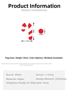 Guide des tailles pour bannière de Noël canne à sucre mesurant 18 cm haut et 11 cm large