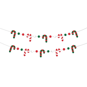 Guirlande de Noël avec pois rouges et verts et bannières en papier de sucre d'orge