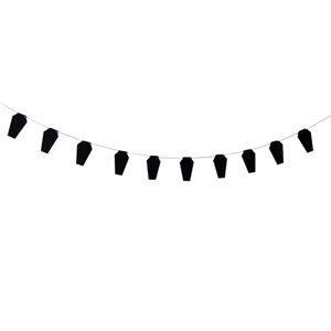 Halloween black coffin garland banner for spooky 20th birthday party room decorations