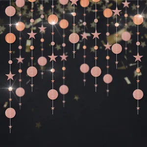Star Circle Garland Paper Glitter Metallic Hanging Streamer Party Decoration For Birthday Wedding Christmas Celebration
