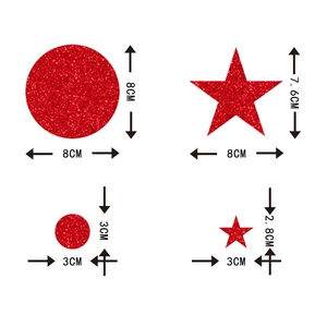 Red glitter star and round hanging decorations in various sizes for party celebration