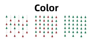 Detailsicht der Weihnachtsbaum-Banner in den Farben Rot, Grün und Weiß kombiniert