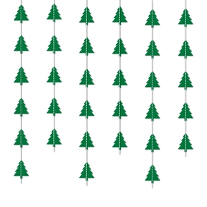 Hängende Weihnachtsbaum-Papiirgirlanden für festliche Party-Deko in tiefem Dunkelgrün