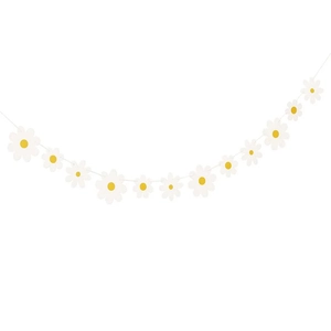 White daisy flower bunting banner for children birthday party and backdrop decoration