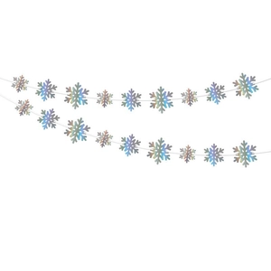 Iridescent laser snowflake banner for winter party decorations and holiday hanging decor