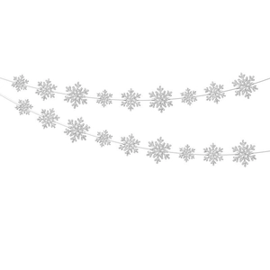 Sparkling silver glitter snowflake banner garland for winter party hanging decorations