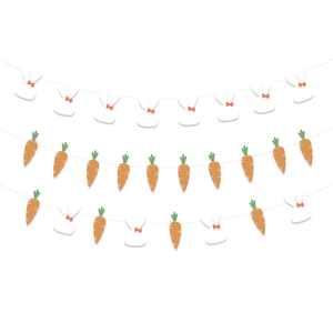Easter bunny and carrot banner set with white rabbits and orange carrots for party decor