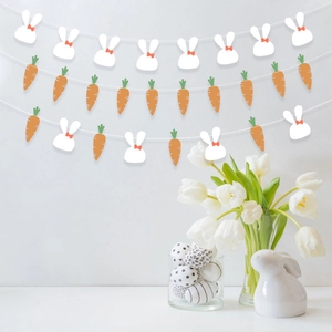Easter Banner Paper Rabbit Carrot Hanging Decoration For Birthday Party Home Wall Decor Easter Supplies Ornaments
