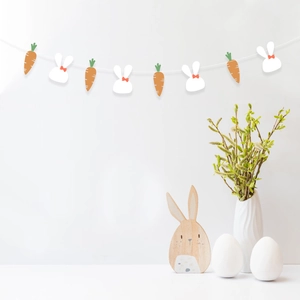 Easter bunny and carrot banner garland for festive party wall decoration with cute motifs