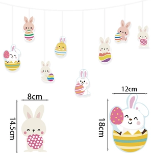 Colorful Easter bunny and chick hanging decorations with spiral swirls for party decor