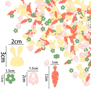 Easter paper confetti set featuring rabbits, carrots and flowers for party table decoration
